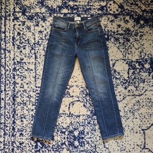 Frame Denim Dark Blue Cropped Straight Jeans